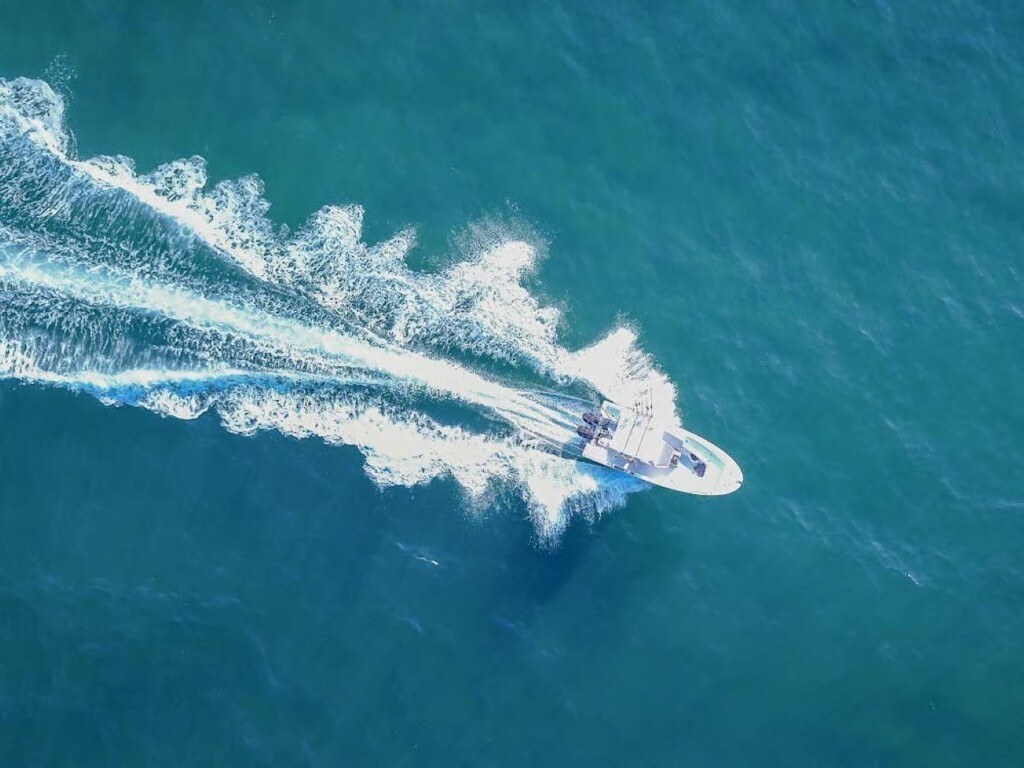 Aerial speedboat wake