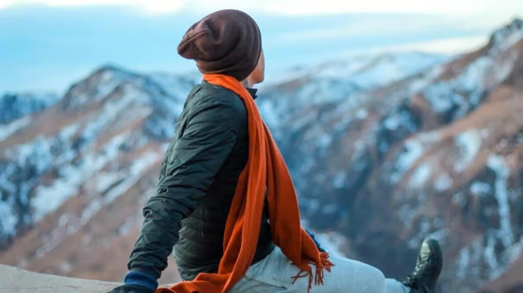 Hiker overlooking Sinai peaks