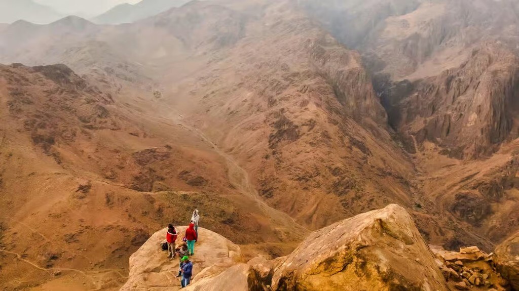 Hikers overlooking Sinai valley